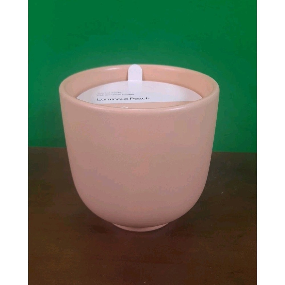 Room Essentials 2-Wick Ceramic Jar‎ Candle Luminous Peach 13.5oz Pink Strawberry